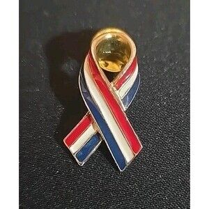 Stamped Red White And Blue Ribbon Pin